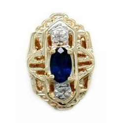 N338 14K SAPPHIRE 2 DIAMOND SLIDE 